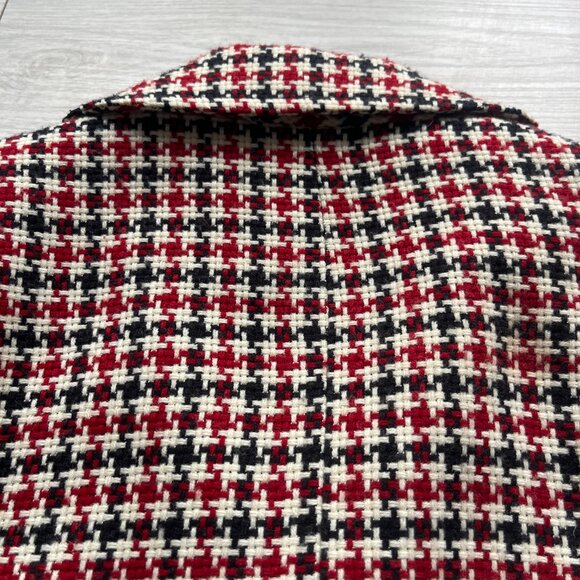 Louben II Houndstooth Zip-Front Wool Jacket - Size 8 - Picture 5 of 6